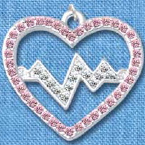 bedeltje_hartje_ecg_roze_goot_web Pendentif Battement de Coeur Argent-Rose  grand