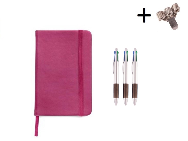 Set Notebook A5 + Pens Pink