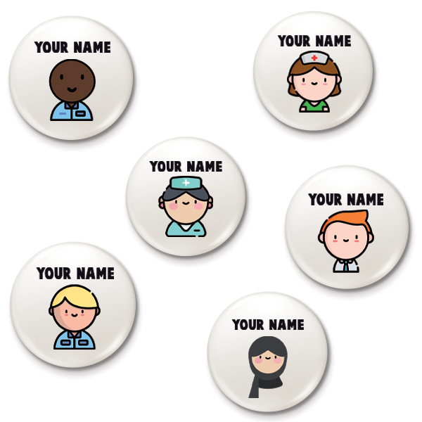 Button Krankenschwester - 38 mm Badge, Logo, Symbool, Persoon, Gezicht