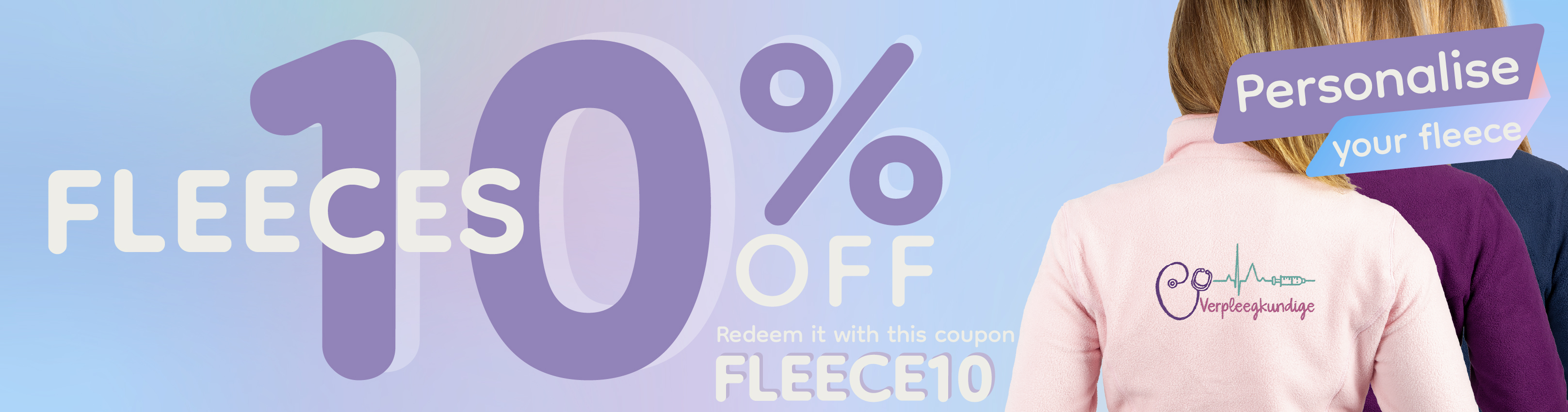 Personalized pink fleece for healthcare professionals, soft and comfortable for long shifts.