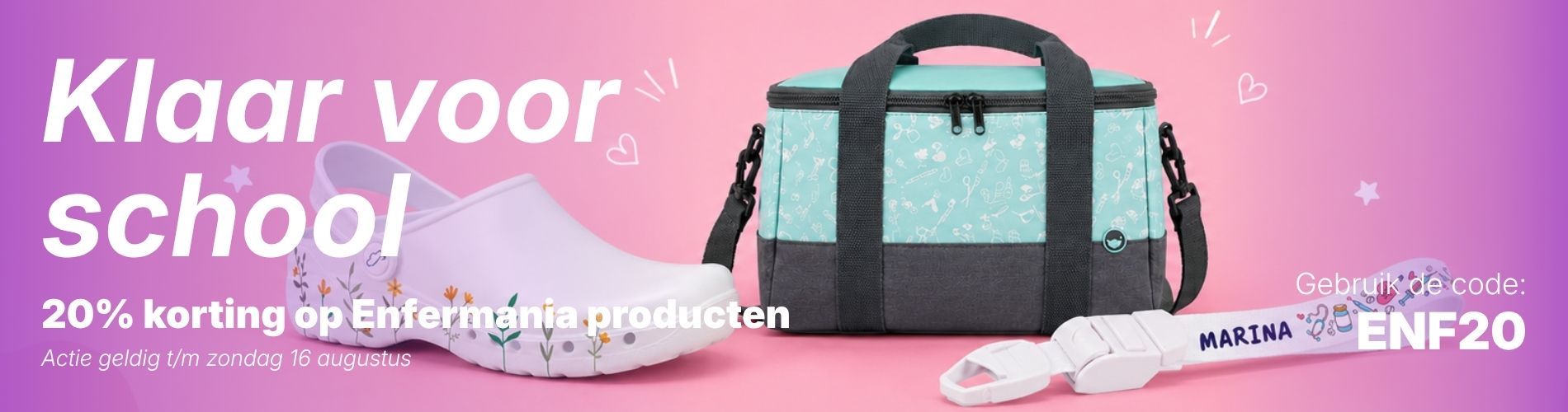 Notitieboekjes en pennen met roze thema voor verpleegkundigen, met decoratieve stickers en professionele ontwerpen, ideaal voor het organiseren van klinische aantekeningen.
