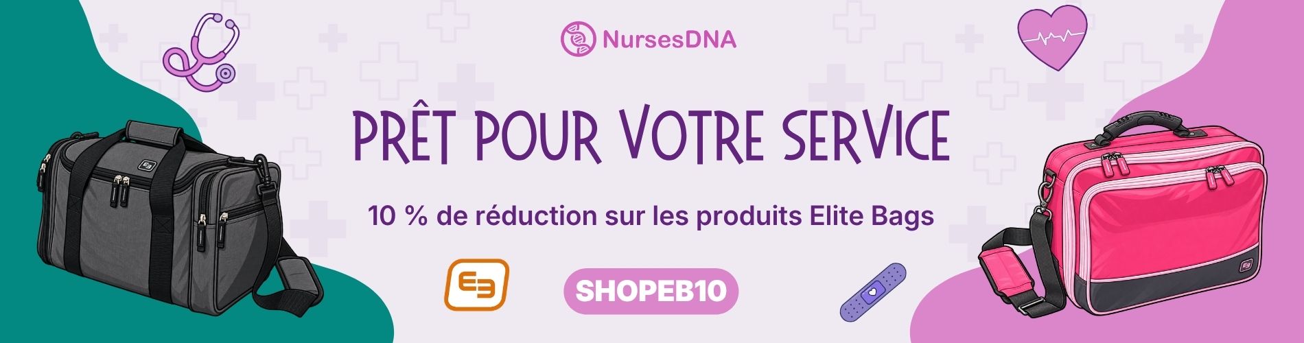 Sacs médicaux gris et roses pour les professionnels de la santé, dotés de sangles durables et de compartiments pour organiser le matériel de soins infirmiers essentiel.