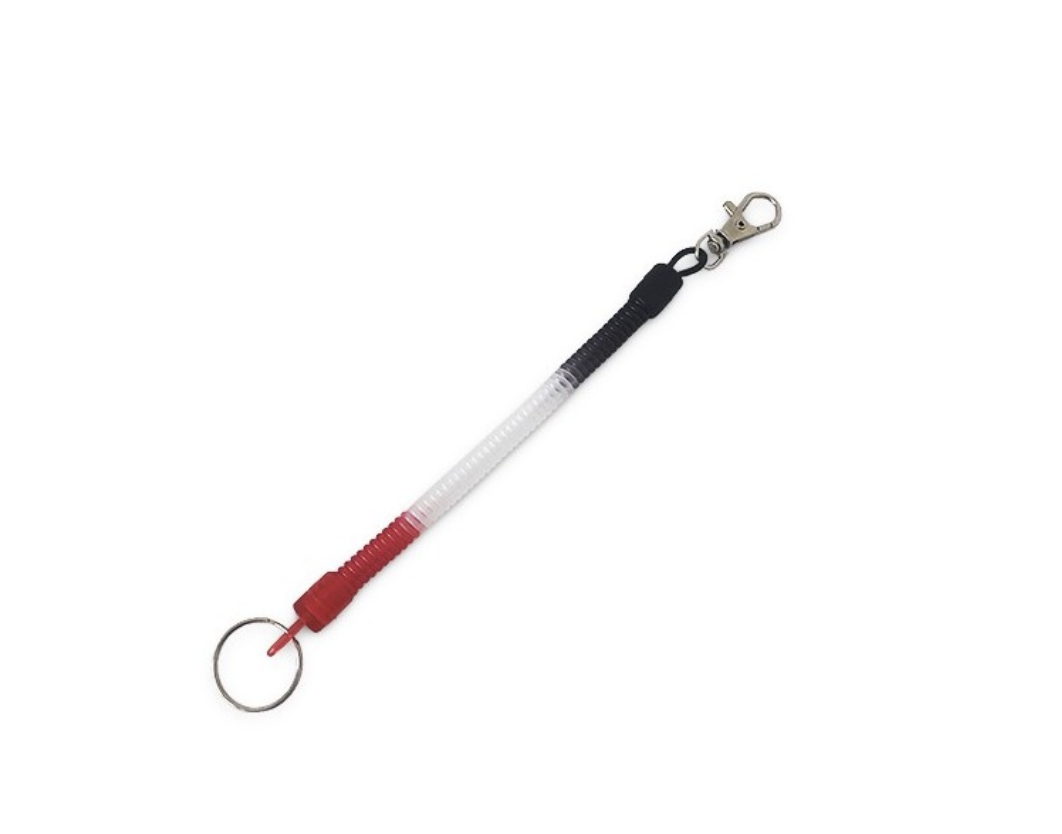 Cordón enrollado rojo, blanco y negro para enfermeras. Los llaveros retráctiles mantienen seguras las llaves y las tarjetas de identificación para los trabajadores de la salud. Perfecto para entornos médicos ocupados.