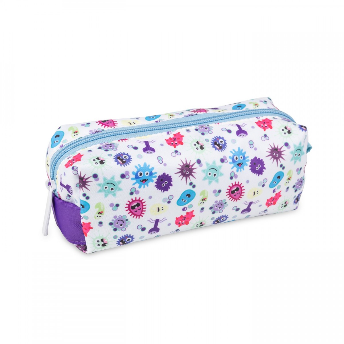 Colorful pencil case with fun bacteria patterns, ideal for nurses to organize small tools and accessories.