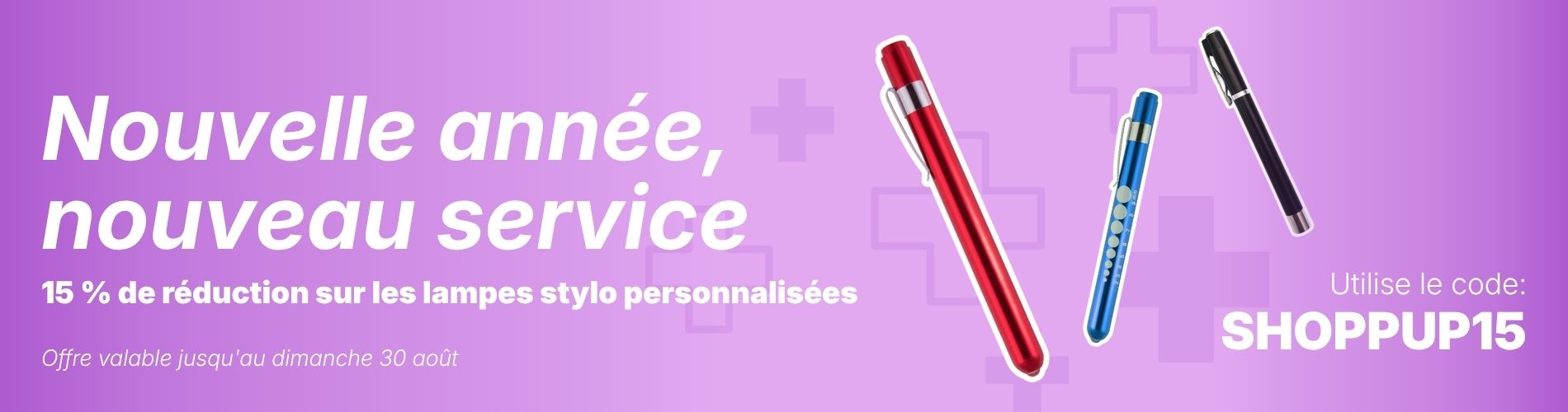 Lampes-stylos rouges, bleues et noires destinées aux infirmières et aux professionnels de santé, conçues pour les examens cliniques et les évaluations diagnostiques.