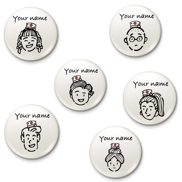 Button Doodle Krankenschwester - 38 mm Badge, Logo, Symbool, Persoon, Gezicht