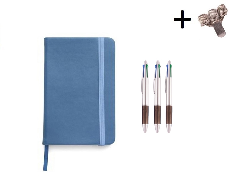 Set Notitieboek A5 + Pennen Blauw