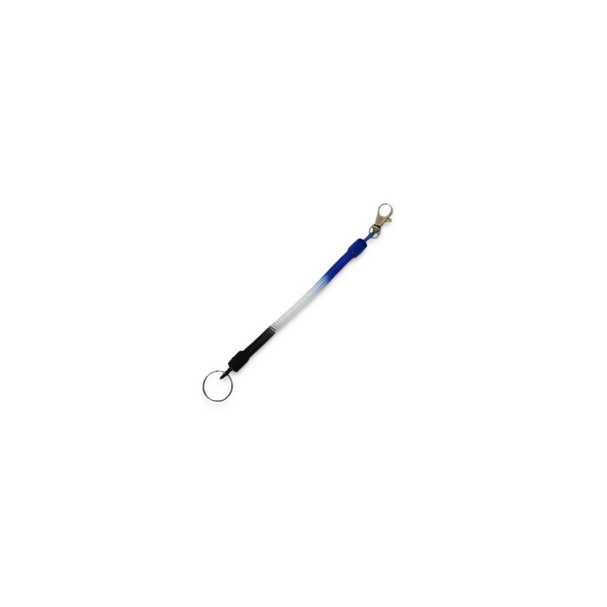 The blue and white retractable lanyard is for healthcare workers. It has a key ring for convenient badge or tool access, making it ideal for nurses on the go.