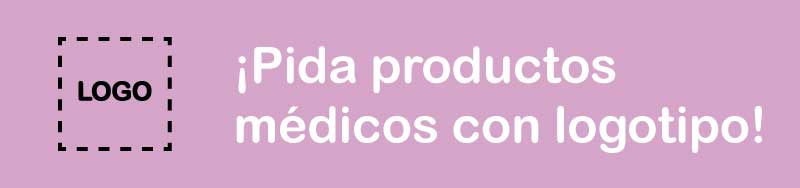 Una pancarta de color violeta claro para profesionales de la salud que ofrece productos médicos personalizados con un logotipo personalizado para clínicas y hospitales.