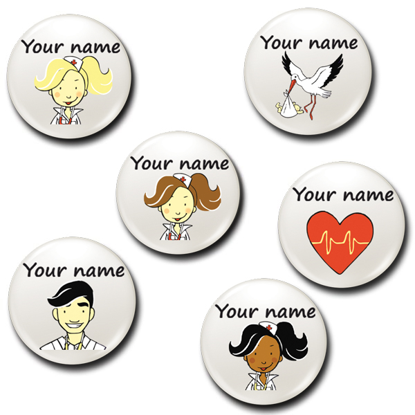 Button Krankenschwester Weiß - 38 mm Badge, Logo, Symbool, Persoon, Gezicht