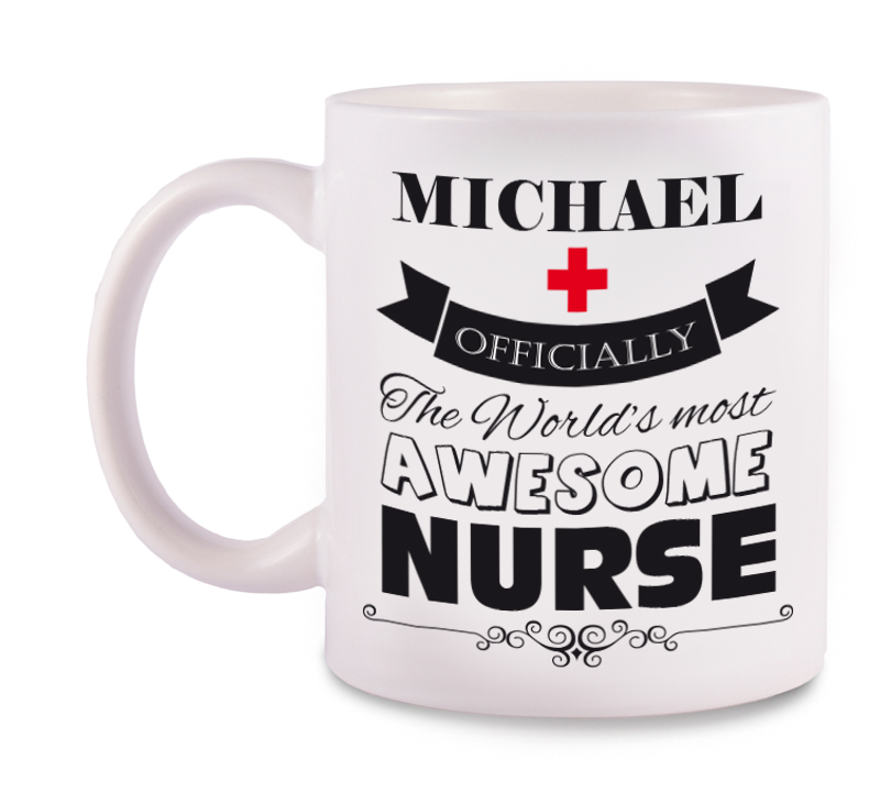 Tasse Awesome Nurse mit Namensaufdruck