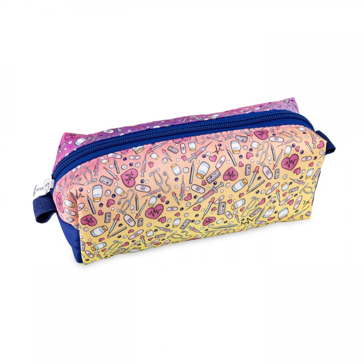 Colorful pencil case with medical-themed design, ideal for nurses and healthcare workers to organize tools.