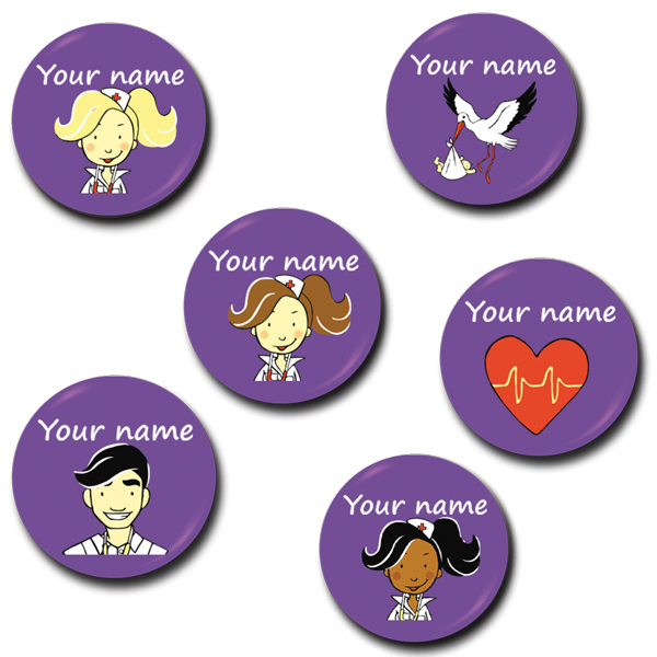 Button Krankenschwester Lila - 38 mm Badge, Logo, Symbool, Persoon, Gezicht
