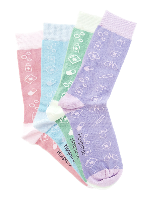Nurse Womens Socks Set  Nursing Icons Pastel