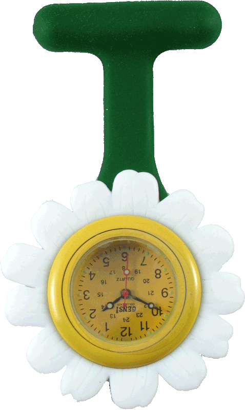 Silicone Flower Nurses Fob Watch Green 