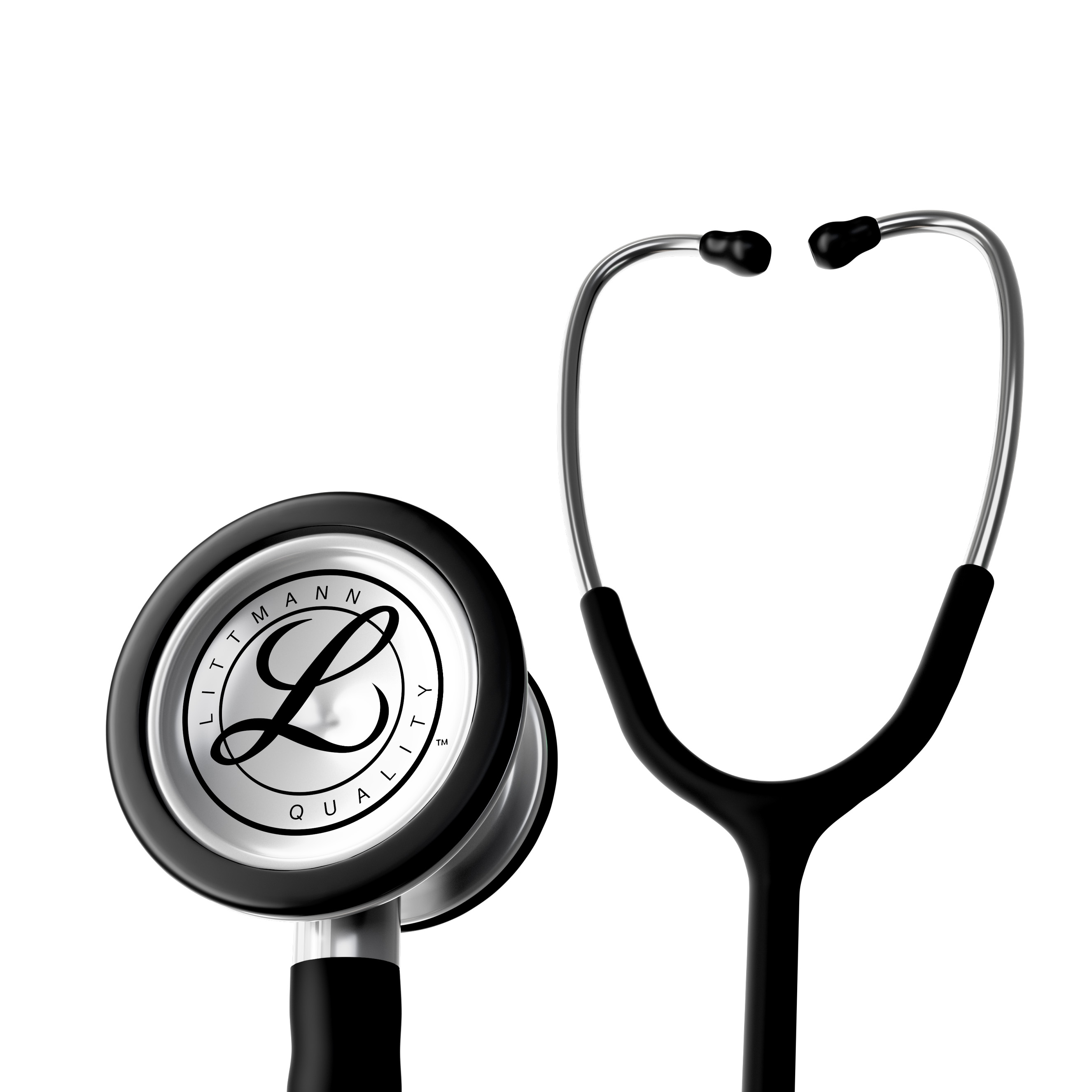 Schwarzes Stethoskop für Krankenschwestern und Ärzte mit robustem Bruststück und Akustikschlauch, ideal für präzise klinische Untersuchungen.