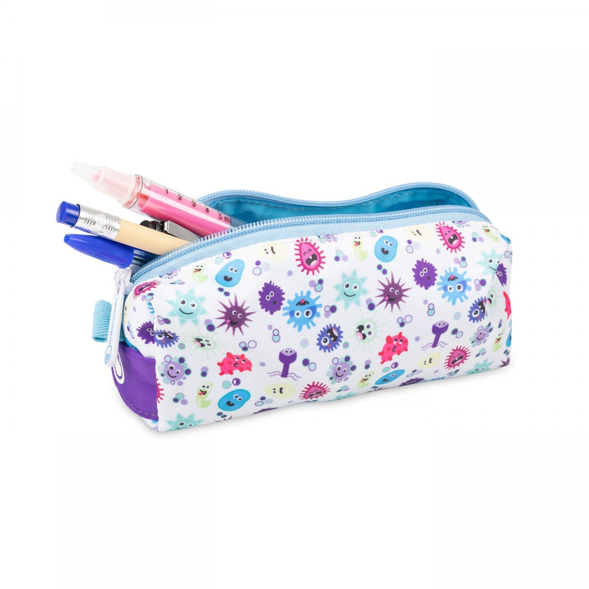 Colorful pencil case with fun patterns, ideal for nurses to organize pens and medical tools.