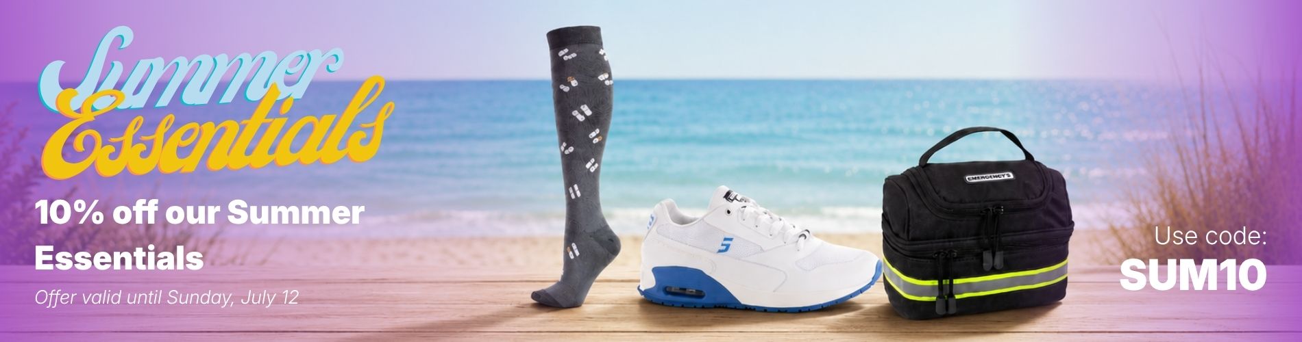 White athletic shoes with blue accents, ideal for nurses, featuring slip-resistant soles for long shifts.