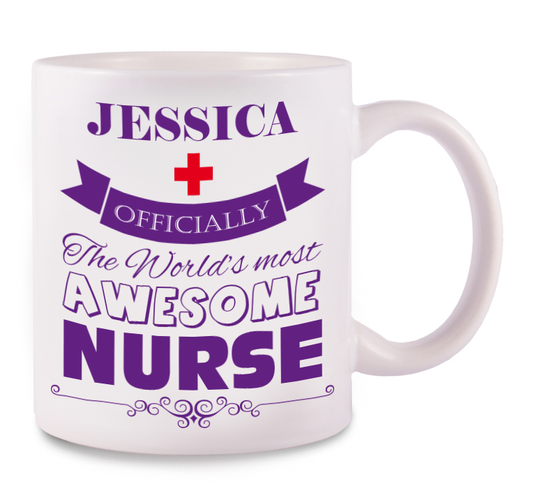 Tasse Awesome Nurse mit Namensaufdruck