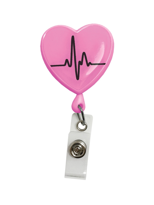 Retracteze ID Holder Heart ECG Pink