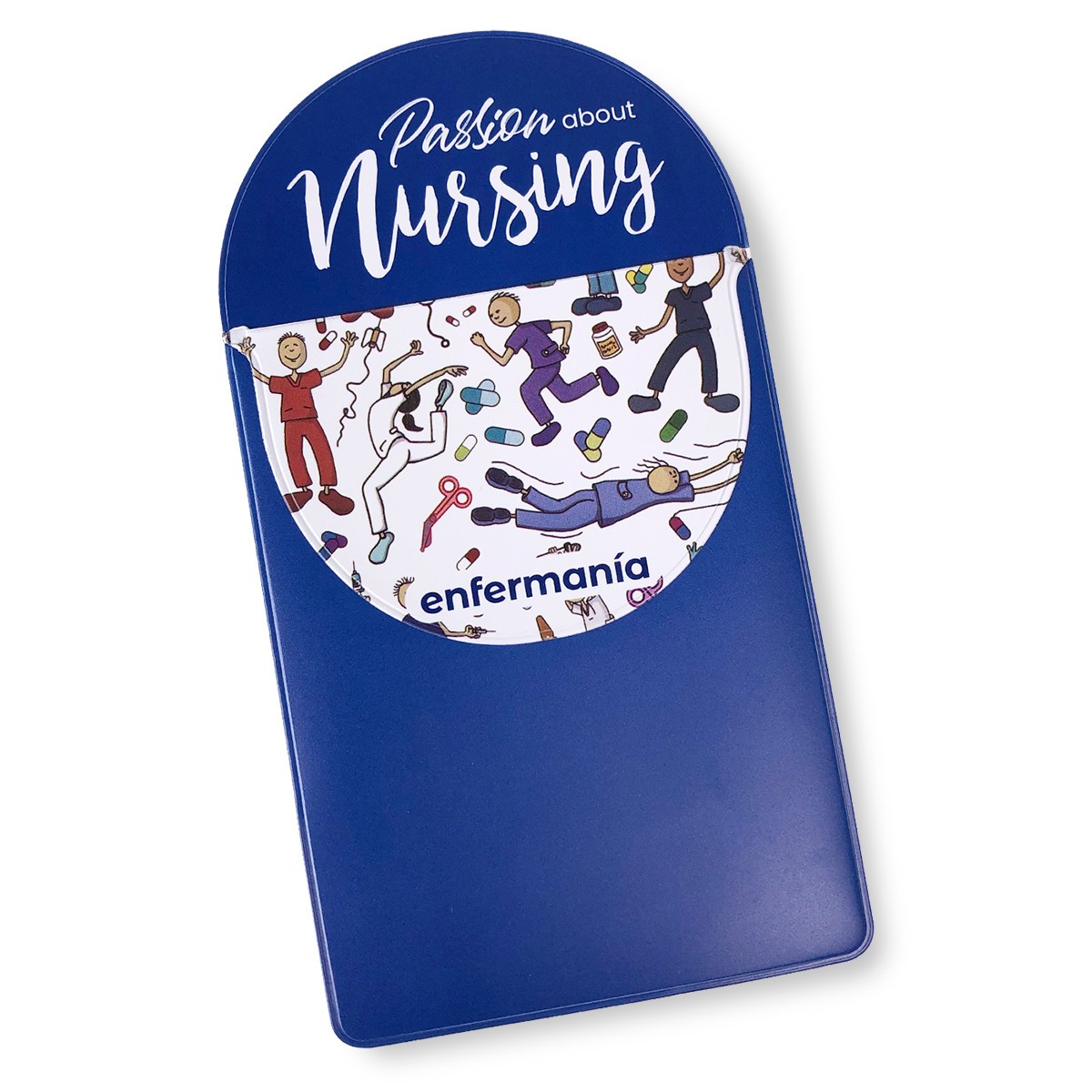 Dunkelblaues Klemmbrett für die Krankenpflege mit „Passion about Nursing“- und Gesundheitspersonalgrafiken, perfekt zum Organisieren von Notizen und Patienteninformationen für Krankenschwestern und Gesundheitspersonal.