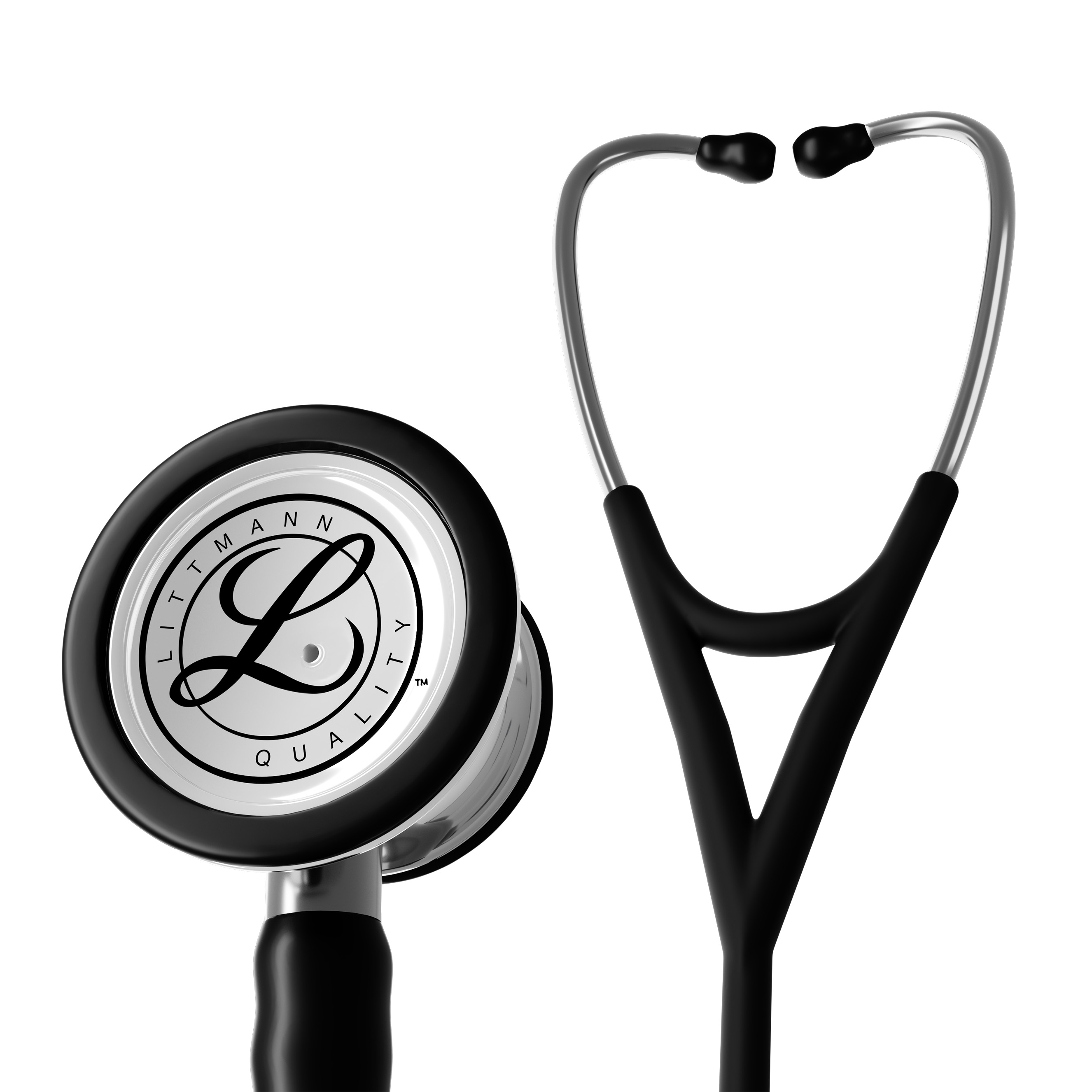 Black medical stethoscope with a stainless steel chestpiece for nurses and doctors, designed for accurate diagnostic acoustic performance.