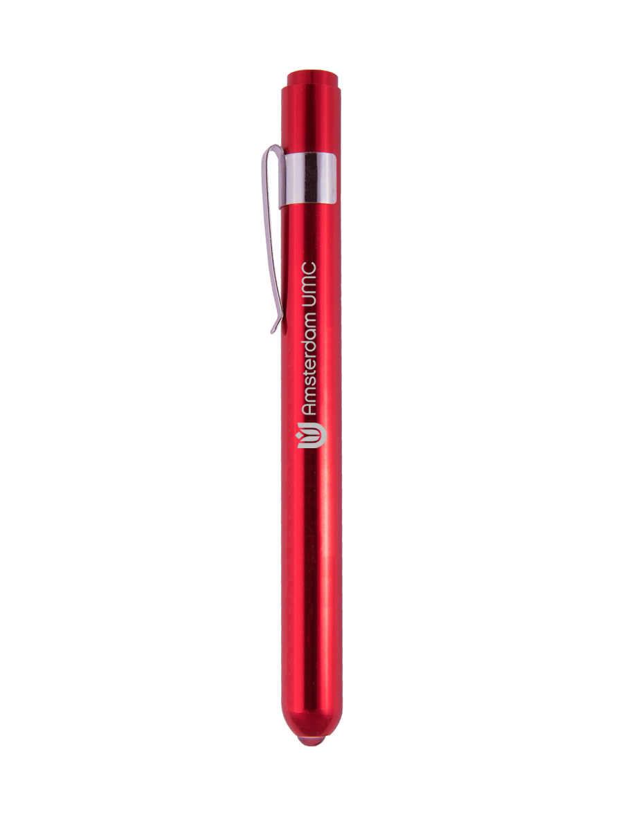 Red stylus pen designed for healthcare professionals, featuring a sleek design and ideal for touchscreen devices.