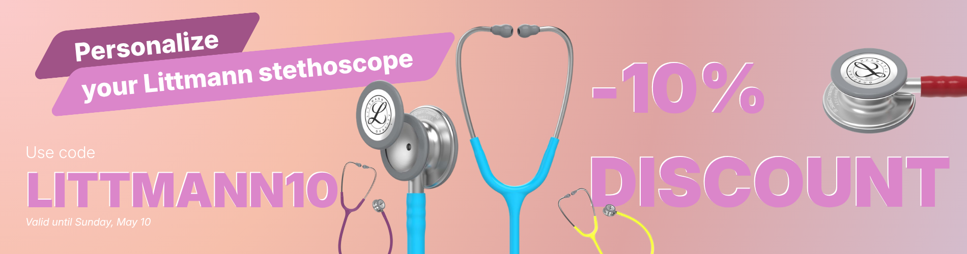Personalized Littmann stethoscopes in various colors, ideal for healthcare professionals.