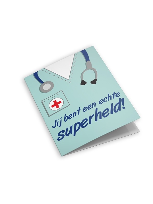 Dubbele wenskaart met envelop: jij bent een echte superheld Dubbele wenskaart met envelop: jij bent een echte superheld