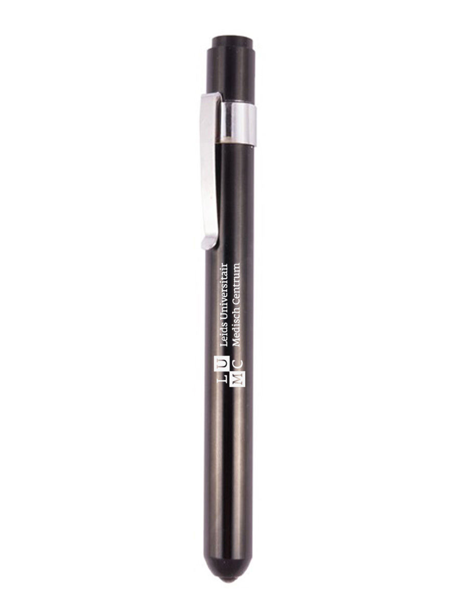 Black pen with a silver clip, ideal for healthcare professionals for writing notes and prescriptions.