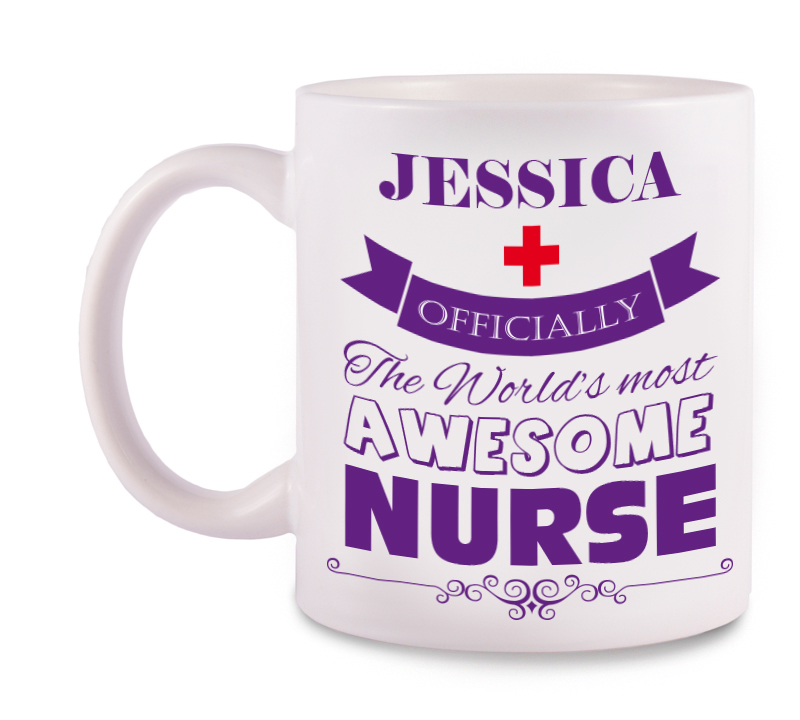 Tasse Awesome Nurse mit Namensaufdruck