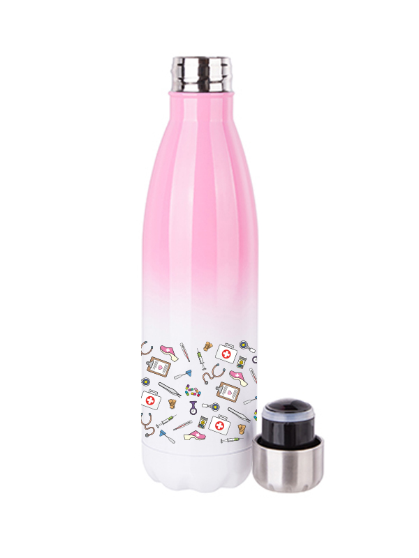 Thermo bottle White/Pink Medical Symbols