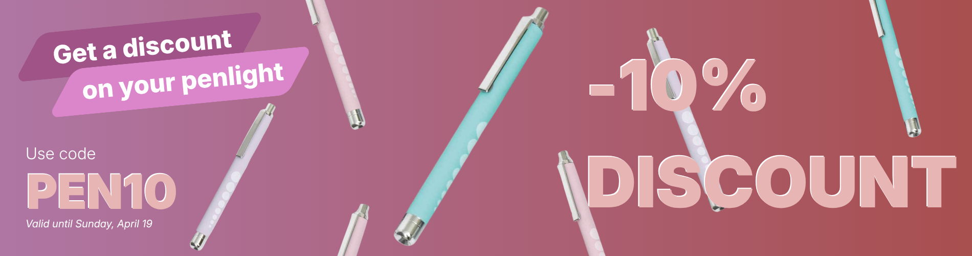 Colorful penlights in pink and blue, ideal for nurses and healthcare workers for patient assessments.