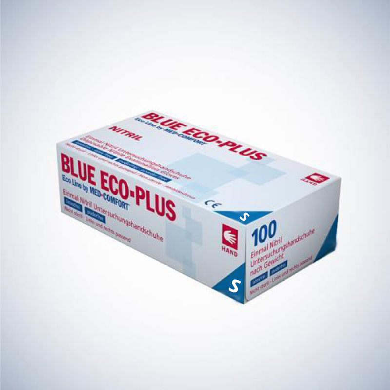 Blue Eco-Plus Nitrilhandschuh (extra stark) Größe S 100 Stück Blue Eco-Plus Nitrilhandschuh (extra stark) Größe S 100 Stück