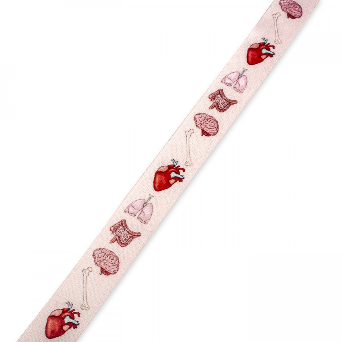 Light pink lanyard featuring medical illustrations, ideal for nurses and healthcare workers.