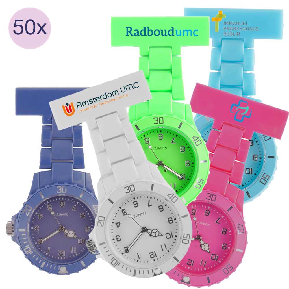 50x Reloj de Enfermera con Logo Color Neon  Polshorloge, Arm, Lichaamsdeel, Persoon