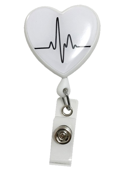 Retracteze ID Holder Heart ECG White