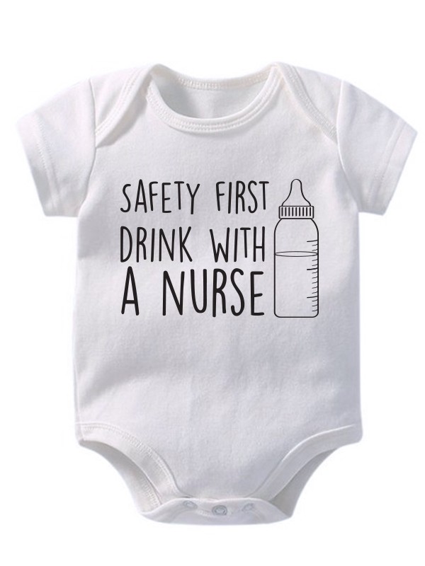 Baby Rompertje "Safety First, Drink with a Nurse"