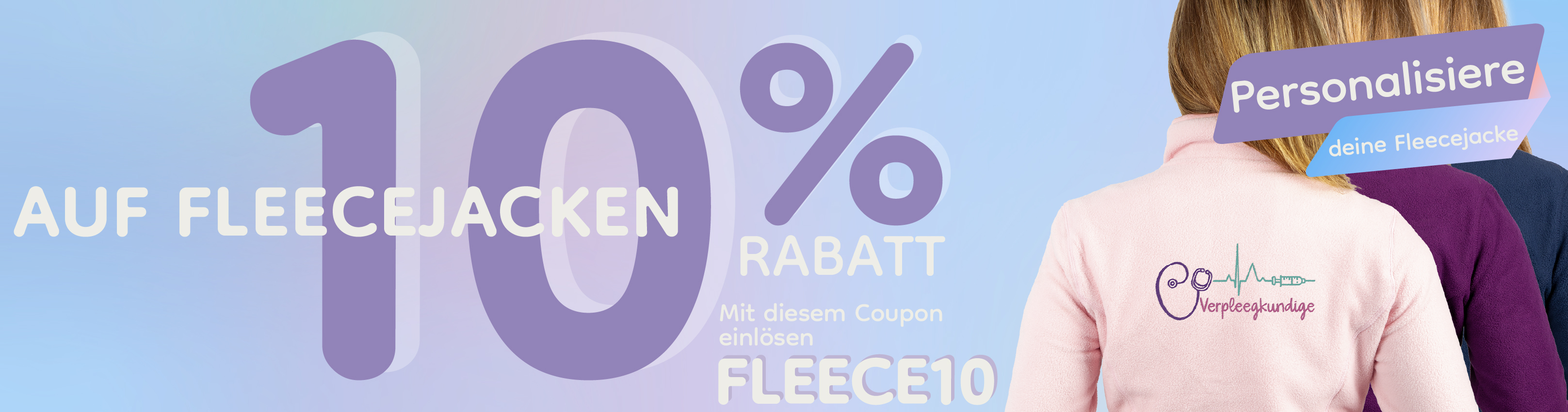 Personalisierte Fleecejacken in Rosa und Lila für Krankenschwestern, ideal für Wärme während langer Schichten.